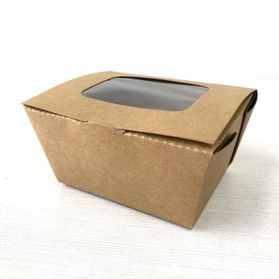 Biodegradable Kraft Salad Takeaway Paper Boxes with PET Window