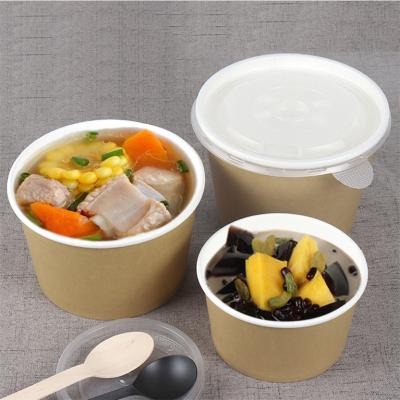 Eco-friendly Disposable Grease-Resistant Coated Kraft Paper Bowls with Lids