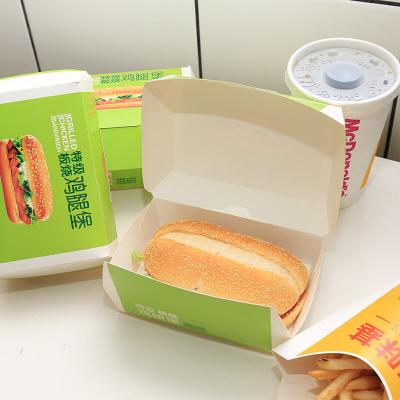 Custom Printed Foldable Cardboard Hamburger Packaging Paper Box