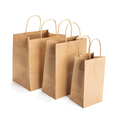 Kraft Takeaway Decorative Paper Bags With Handles