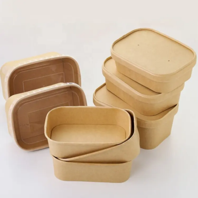 750ml Rectangle Kraft Food Container Paper Bowl