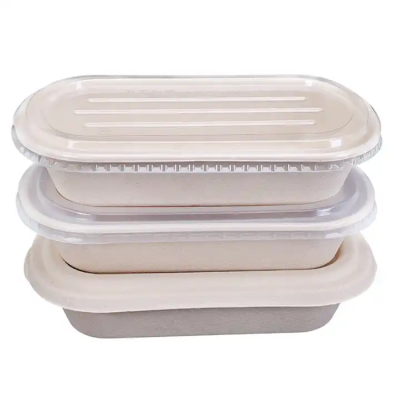 Biodegradable Sugarcane Bagasse Food 1000ml Tray Container with Lid