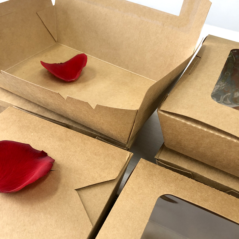 Kraft paper boxes with pet window