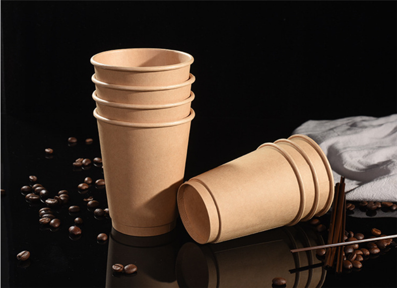 brown kraft paper coffee cups