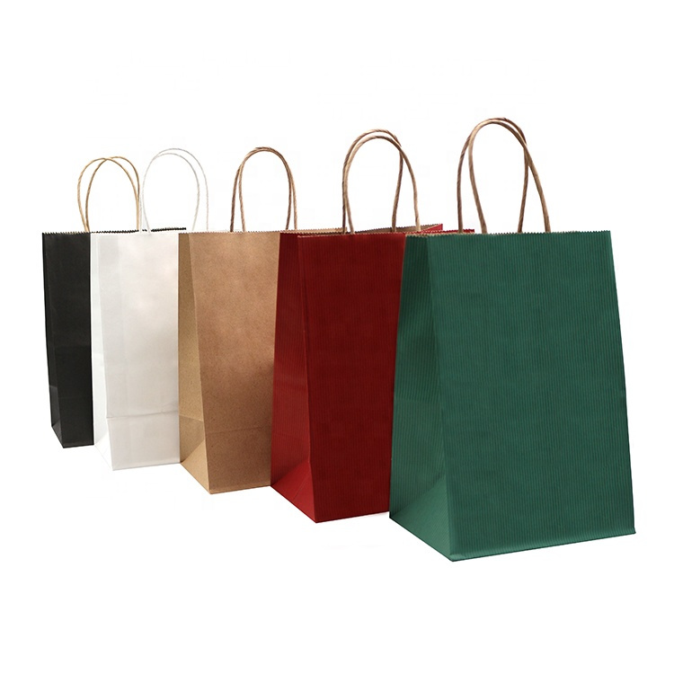 kraft paper bags standing with handle