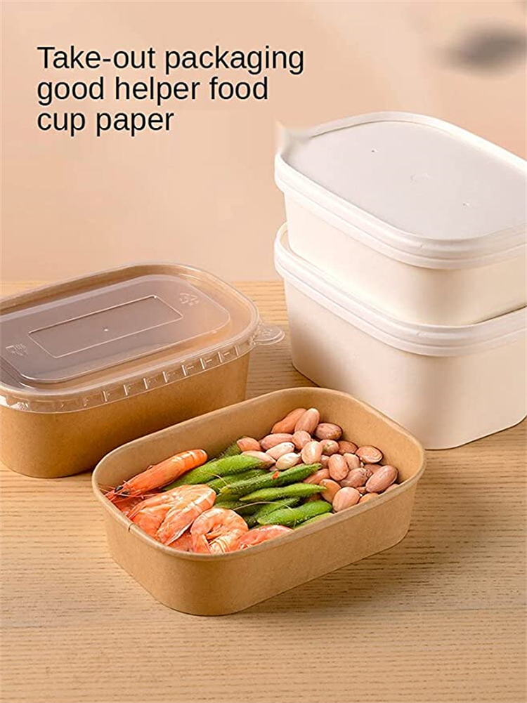 disposable kraft paper bowl with lids custom square bowl