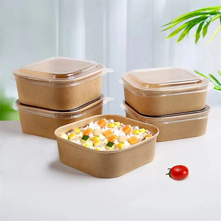 kraft paper bowl with lid rectangle