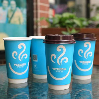 Eco-friendly Double Wall Paper Coffee Cups with Lids