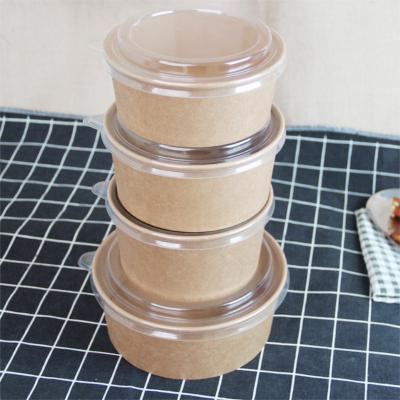 Disposable Brown Kraft Paper Salad Takeaway Bowls with Lid