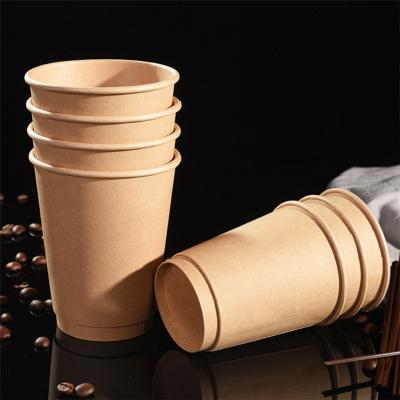 Disposable Brown Kraft Paper Coffee Cups with Lids