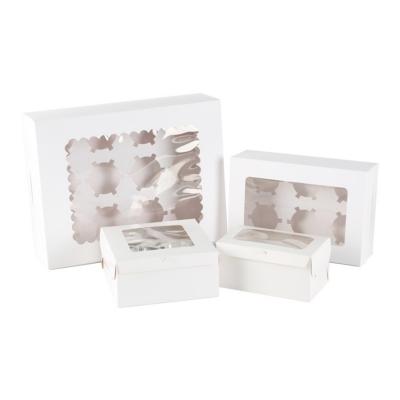 Recyclable White Cardboard Paper Boxes Carriers for Cakes Muffins