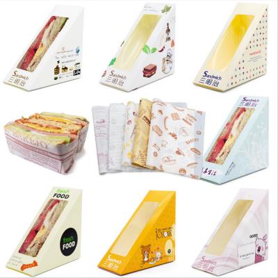 Customized Printed Microwavable Triangle Sandwich Wedge Packaging Box with Window