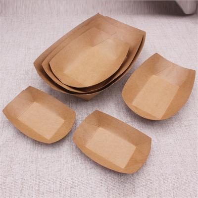 Custom Size Compostable Disposable Natural Brown Kraft Paper Boat Tray for Food