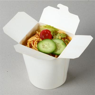 Disposable Grease Resistant White Paper Round Noodle Take Out Containers Boxes
