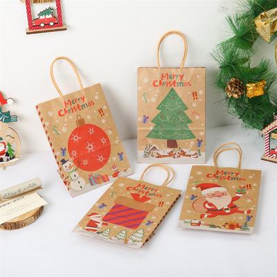Eco-friendly Natural Brown Kraft Paper Bag with Twisted Handles for Christmas