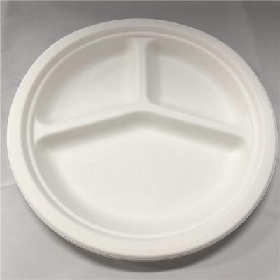 Compostable Sugarcane Fiber Bagasse Plates with Compartments