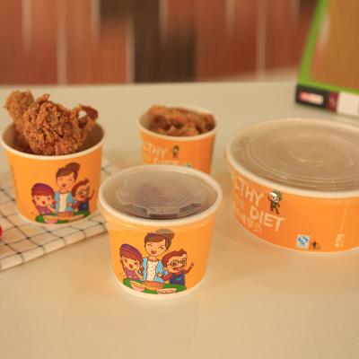 Customized Printed Disposable Takeout Paper Bowls Bucket  Set with Lids for Rice Fried Chicken Hot Soup