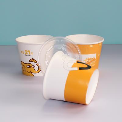 Eco-friendly Colored Disposable Paper Bowl with Lids for Soup Food Rice