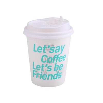 Custom Disposable Double Wall White Paper Coffee Cups with Lids