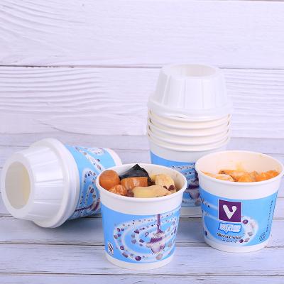 Disposable Printed Double Wall Ice Cream Paper Cup with Lid