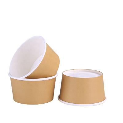 Food Grade Customized Printing Disposable White Paper Salad Bowl With Lid