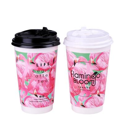 Disposable Custom LOGO Paper Coffee Cup with PP Lids