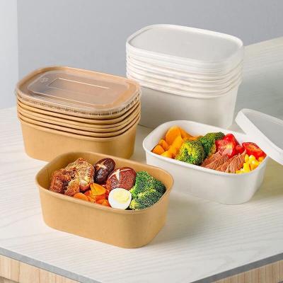 Kraft Recycled Paper Salad Bowls With Lid
