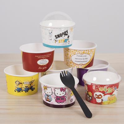 Disposable Double Wall Ice Cream Paper Cup With Lids