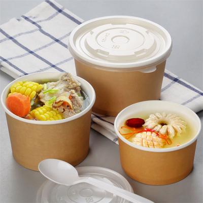 Disposable Kraft Paper Soup Bowl With Matching Lids