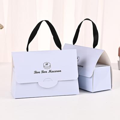 Portable White Cardboard Box Gift Bag Custom Logo