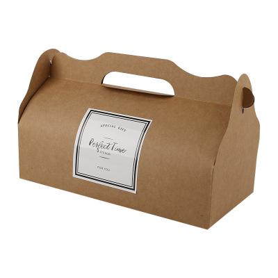 Large Kraft Paper Portable Pastry Box Long Swiss Roll Packaging Boxes