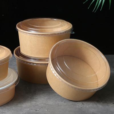 Disposable Brown Paper Bowl Takeout Round Box Salad Bowl