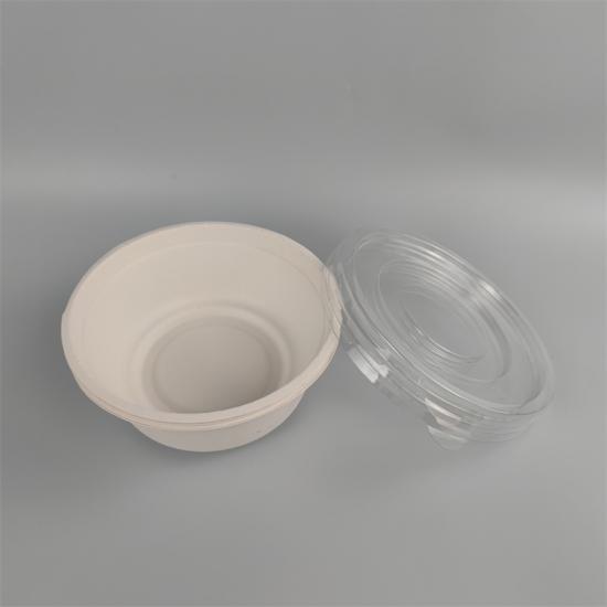 bagasse pulp 800ml salad food bowl with lid