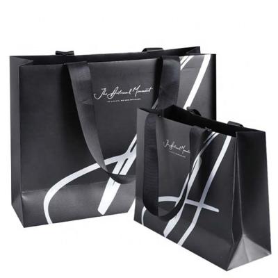 Black Folded Top Paper Bags with Black Rope Handles